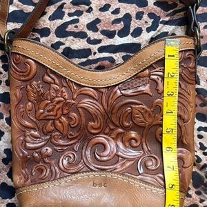 b.o.c. Tan Floral Embossed Shoulder Bag